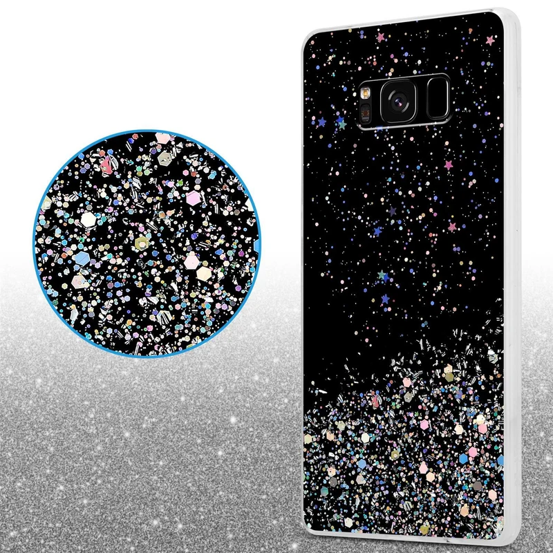 Cadorabo Hülle kompatibel mit Samsung Galaxy S8 Schutzhülle aus flexiblem TPU Silikon mit funkelnden Glitter