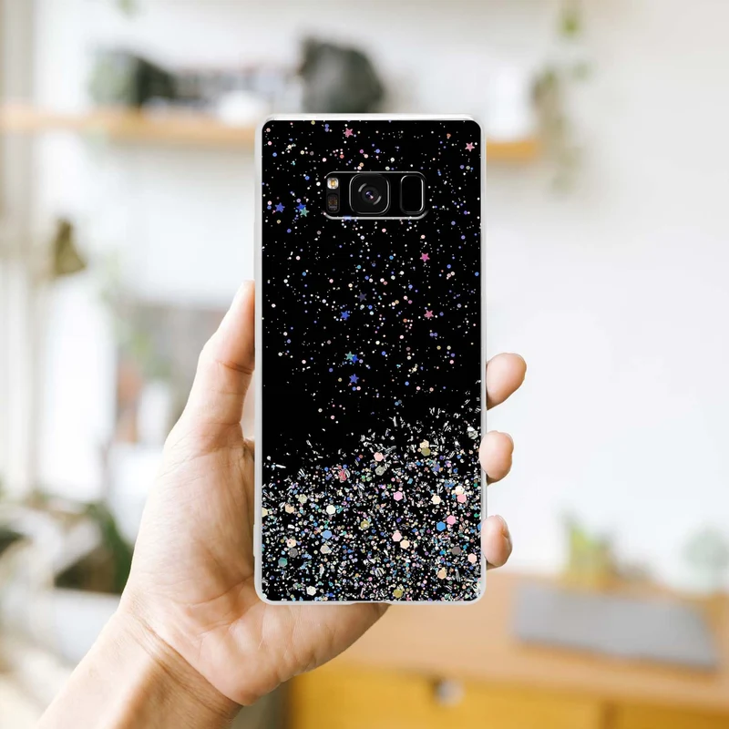 Cadorabo Hülle kompatibel mit Samsung Galaxy S8 Schutzhülle aus flexiblem TPU Silikon mit funkelnden Glitter