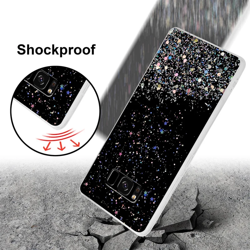 Cadorabo Hülle kompatibel mit Samsung Galaxy S8 Schutzhülle aus flexiblem TPU Silikon mit funkelnden Glitter