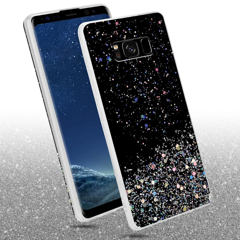 Cadorabo Hülle kompatibel mit Samsung Galaxy S8 Schutzhülle aus flexiblem TPU Silikon mit funkelnden Glitter