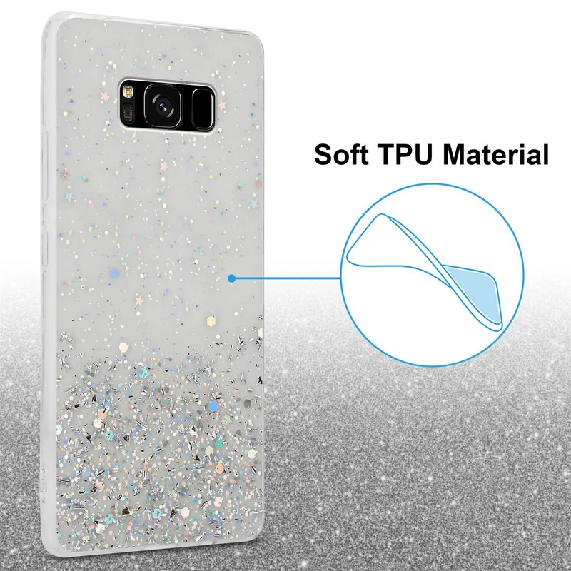 Cadorabo Hülle kompatibel mit Samsung Galaxy S8 Schutzhülle aus flexiblem TPU Silikon mit funkelnden Glitter