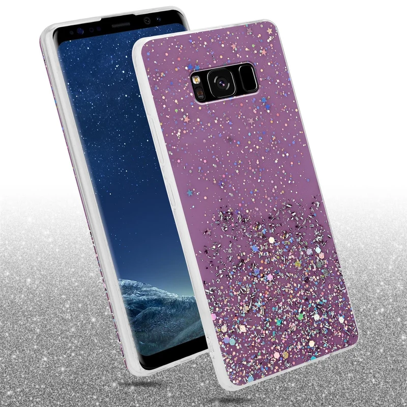Cadorabo Hülle kompatibel mit Samsung Galaxy S8 Schutzhülle aus flexiblem TPU Silikon mit funkelnden Glitter