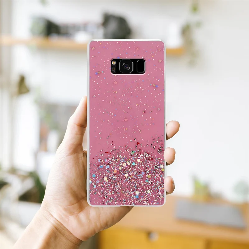 Cadorabo Hülle kompatibel mit Samsung Galaxy S8 Schutzhülle aus flexiblem TPU Silikon mit funkelnden Glitter