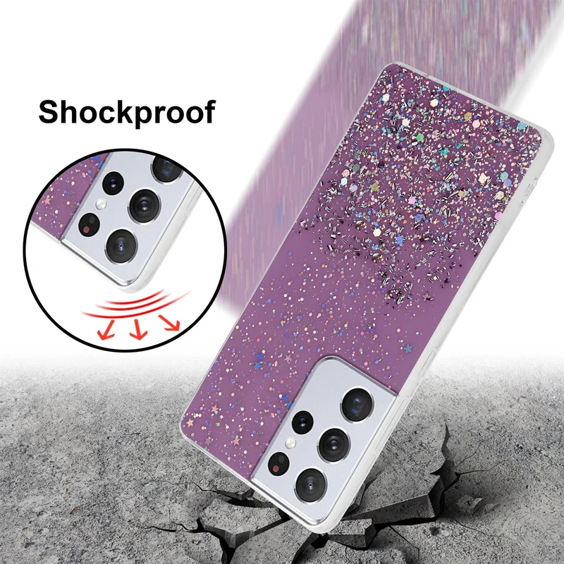 Cadorabo Hülle kompatibel mit Samsung Galaxy S21 ULTRA Schutzhülle aus flexiblem TPU Silikon mit funkelnden Glitter