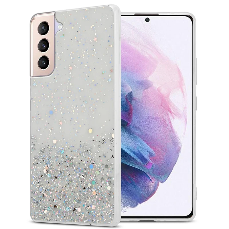 Cadorabo Hülle kompatibel mit Samsung Galaxy S21 PLUS Schutzhülle aus flexiblem TPU Silikon mit funkelnden Glitter