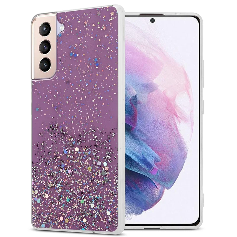 Cadorabo Hülle kompatibel mit Samsung Galaxy S21 PLUS Schutzhülle aus flexiblem TPU Silikon mit funkelnden Glitter