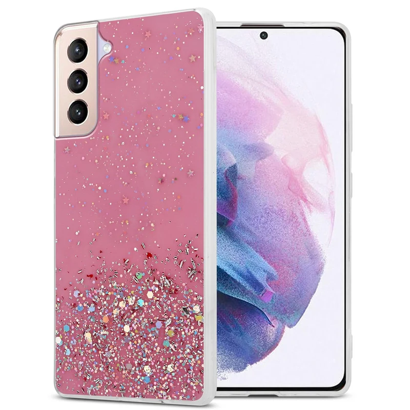 Cadorabo Hülle kompatibel mit Samsung Galaxy S21 PLUS Schutzhülle aus flexiblem TPU Silikon mit funkelnden Glitter