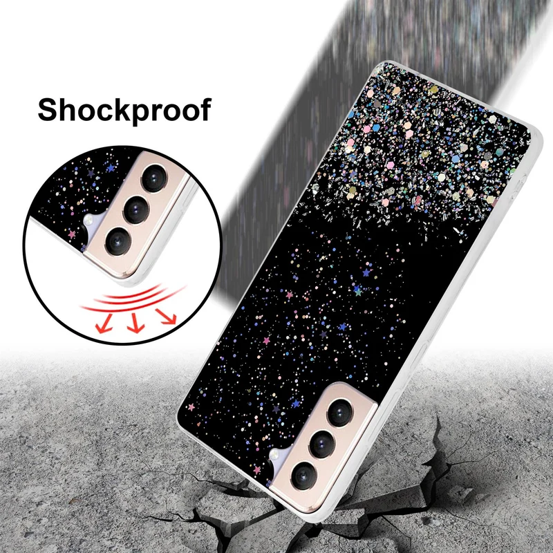 Cadorabo Hülle kompatibel mit Samsung Galaxy S21 PLUS Schutzhülle aus flexiblem TPU Silikon mit funkelnden Glitter