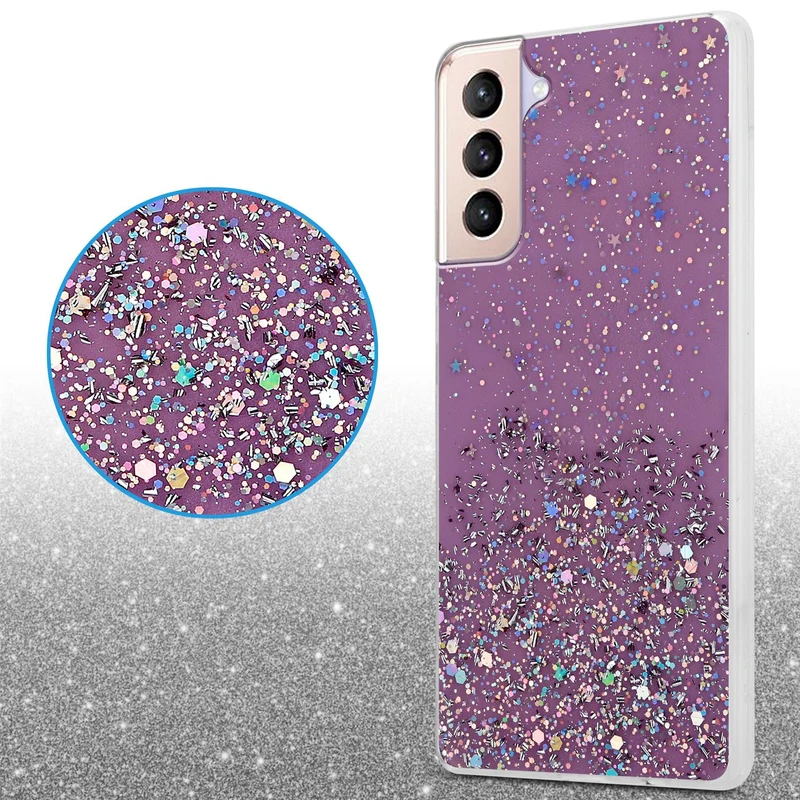 Cadorabo Hülle kompatibel mit Samsung Galaxy S21 PLUS Schutzhülle aus flexiblem TPU Silikon mit funkelnden Glitter