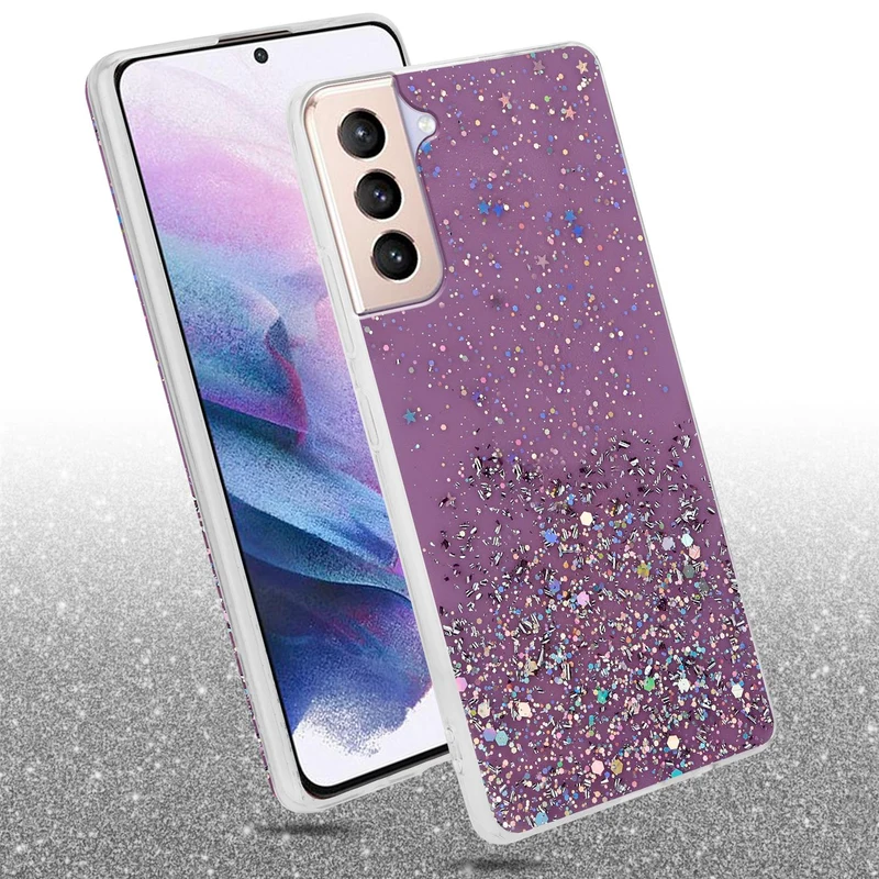 Cadorabo Hülle kompatibel mit Samsung Galaxy S21 PLUS Schutzhülle aus flexiblem TPU Silikon mit funkelnden Glitter