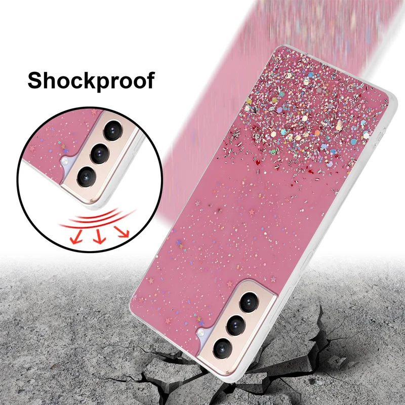 Cadorabo Hülle kompatibel mit Samsung Galaxy S21 PLUS Schutzhülle aus flexiblem TPU Silikon mit funkelnden Glitter