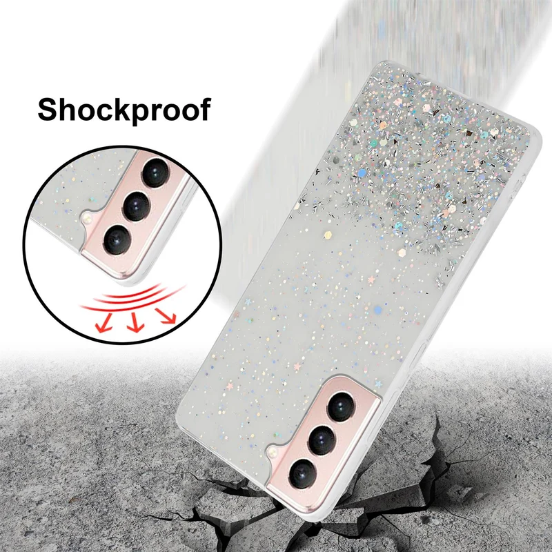 Cadorabo Hülle kompatibel mit Samsung Galaxy S21 5G Schutzhülle aus flexiblem TPU Silikon mit funkelnden Glitter