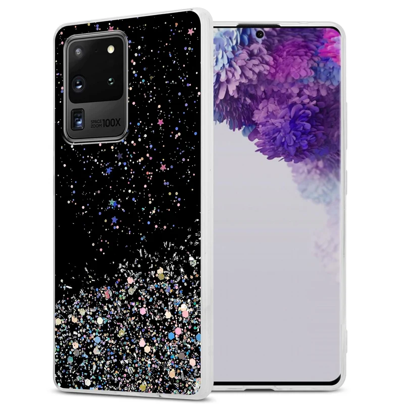 Cadorabo Hülle kompatibel mit Samsung Galaxy S20 ULTRA Schutzhülle aus flexiblem TPU Silikon mit funkelnden Glitter