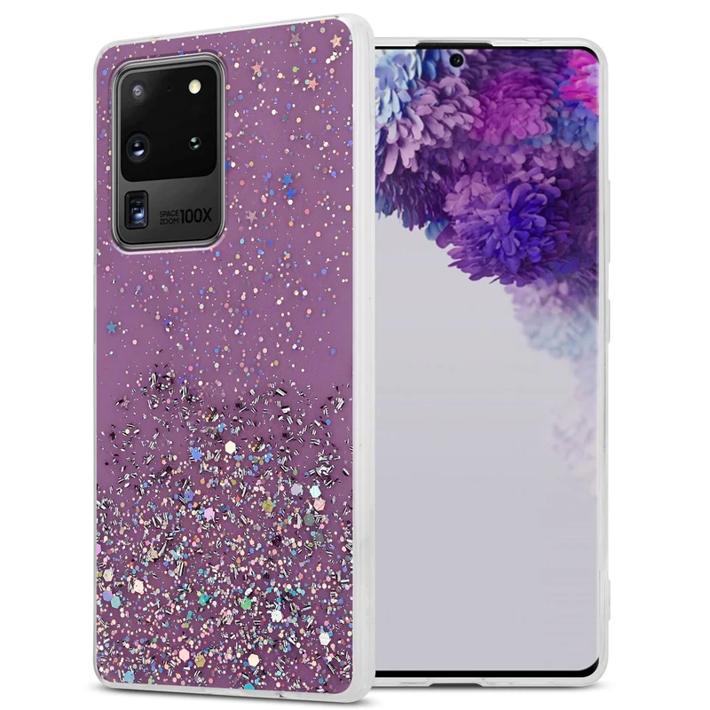 Cadorabo Hülle kompatibel mit Samsung Galaxy S20 ULTRA Schutzhülle aus flexiblem TPU Silikon mit funkelnden Glitter