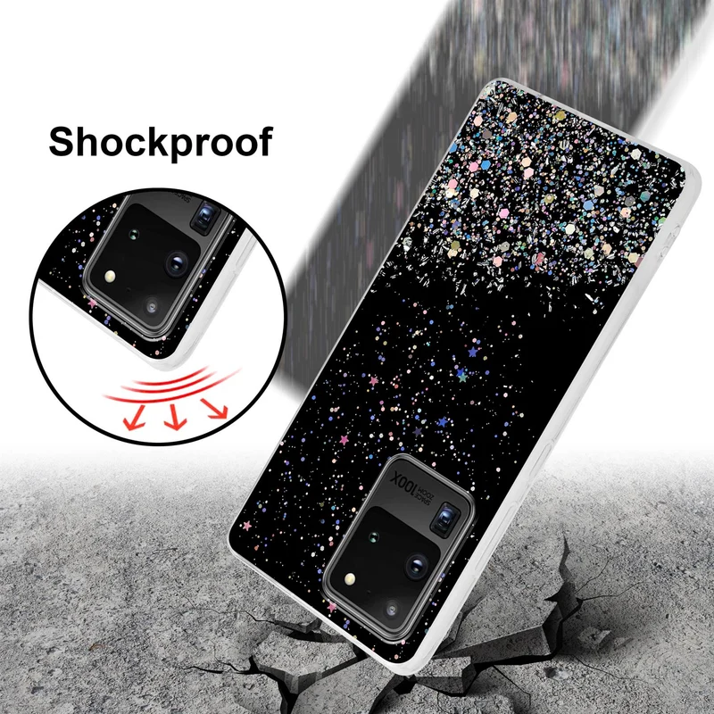Cadorabo Hülle kompatibel mit Samsung Galaxy S20 ULTRA Schutzhülle aus flexiblem TPU Silikon mit funkelnden Glitter