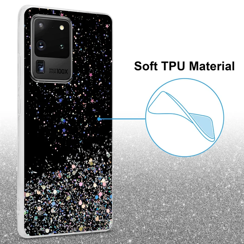 Cadorabo Hülle kompatibel mit Samsung Galaxy S20 ULTRA Schutzhülle aus flexiblem TPU Silikon mit funkelnden Glitter