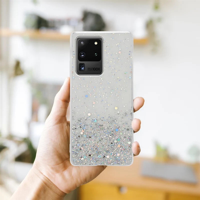 Cadorabo Hülle kompatibel mit Samsung Galaxy S20 ULTRA Schutzhülle aus flexiblem TPU Silikon mit funkelnden Glitter