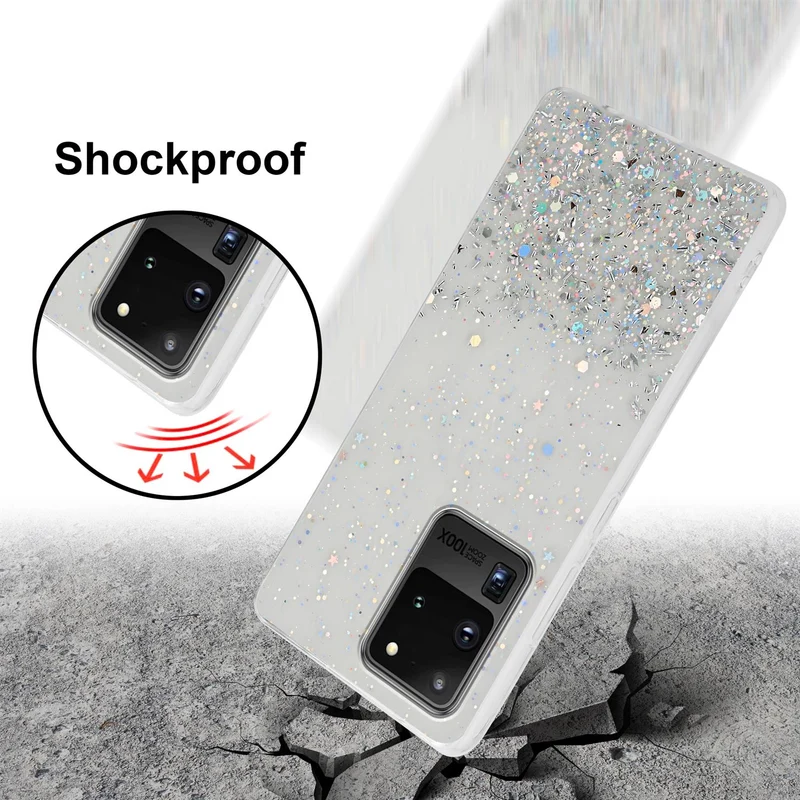 Cadorabo Hülle kompatibel mit Samsung Galaxy S20 ULTRA Schutzhülle aus flexiblem TPU Silikon mit funkelnden Glitter