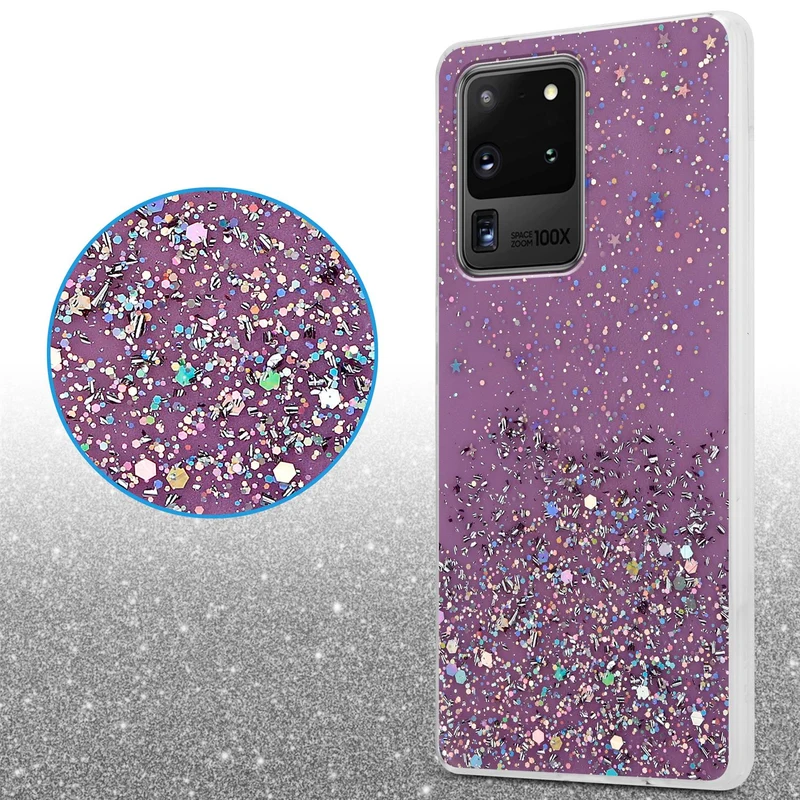 Cadorabo Hülle kompatibel mit Samsung Galaxy S20 ULTRA Schutzhülle aus flexiblem TPU Silikon mit funkelnden Glitter