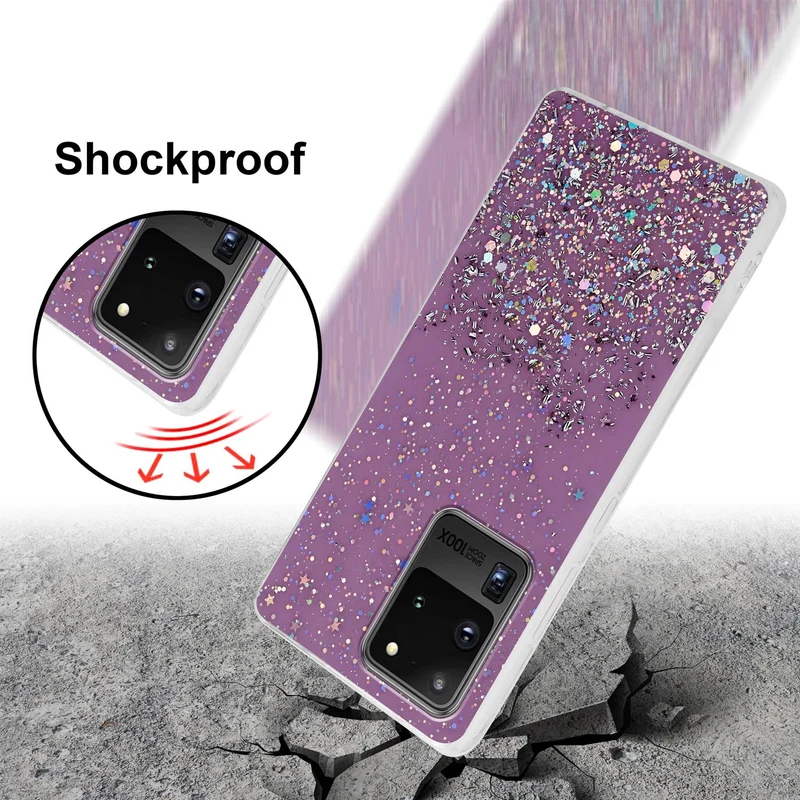 Cadorabo Hülle kompatibel mit Samsung Galaxy S20 ULTRA Schutzhülle aus flexiblem TPU Silikon mit funkelnden Glitter