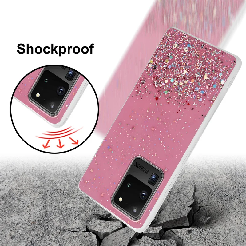 Cadorabo Hülle kompatibel mit Samsung Galaxy S20 ULTRA Schutzhülle aus flexiblem TPU Silikon mit funkelnden Glitter