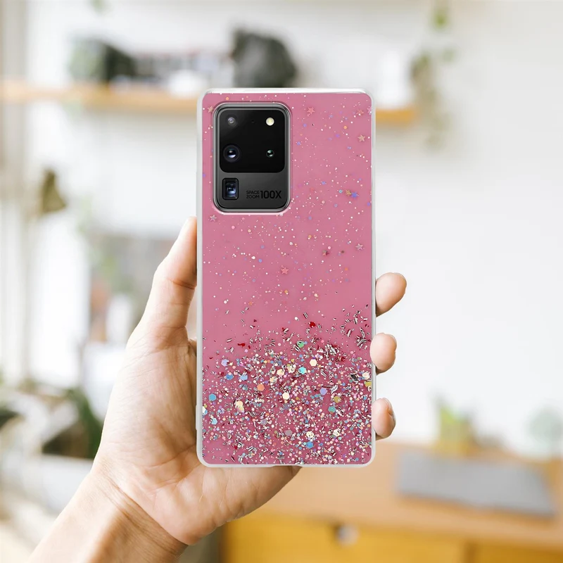 Cadorabo Hülle kompatibel mit Samsung Galaxy S20 ULTRA Schutzhülle aus flexiblem TPU Silikon mit funkelnden Glitter