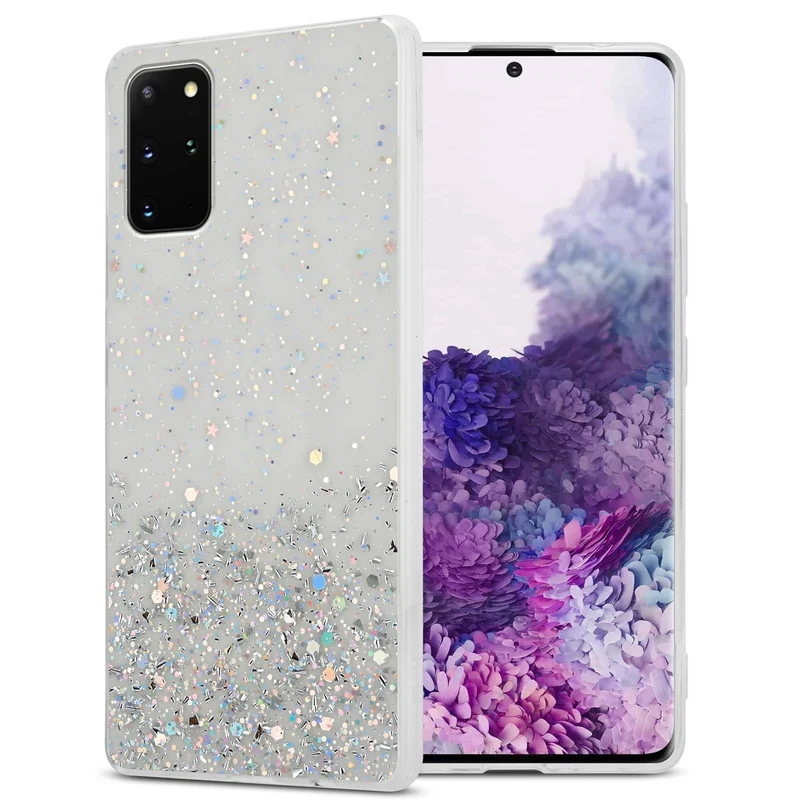 Cadorabo Hülle kompatibel mit Samsung Galaxy S20 PLUS Schutzhülle aus flexiblem TPU Silikon mit funkelnden Glitter