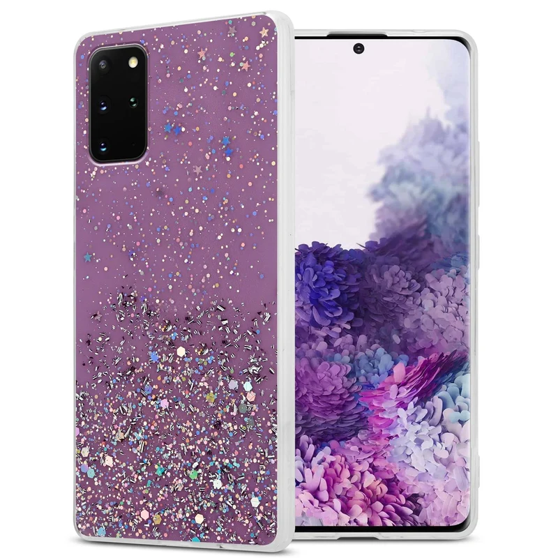 Cadorabo Hülle kompatibel mit Samsung Galaxy S20 PLUS Schutzhülle aus flexiblem TPU Silikon mit funkelnden Glitter