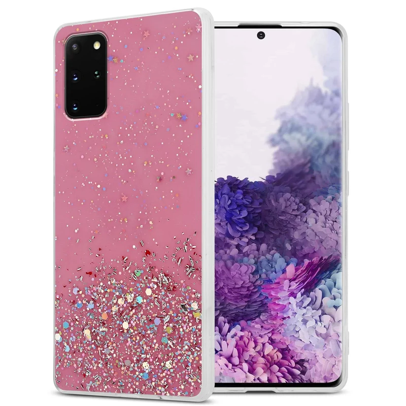 Cadorabo Hülle kompatibel mit Samsung Galaxy S20 PLUS Schutzhülle aus flexiblem TPU Silikon mit funkelnden Glitter