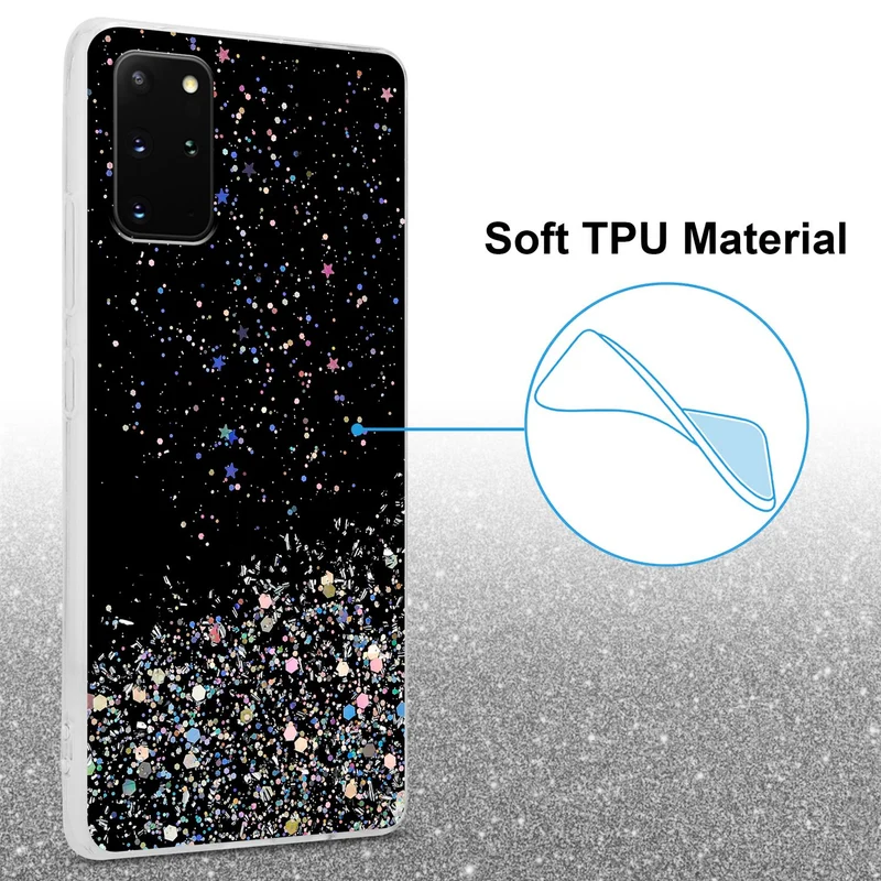 Cadorabo Hülle kompatibel mit Samsung Galaxy S20 PLUS Schutzhülle aus flexiblem TPU Silikon mit funkelnden Glitter