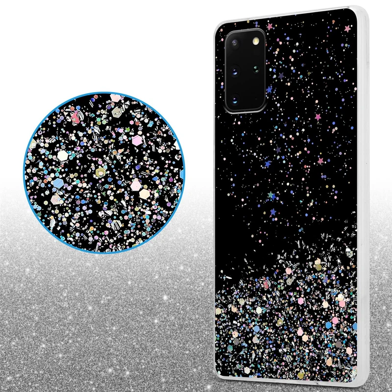 Cadorabo Hülle kompatibel mit Samsung Galaxy S20 PLUS Schutzhülle aus flexiblem TPU Silikon mit funkelnden Glitter