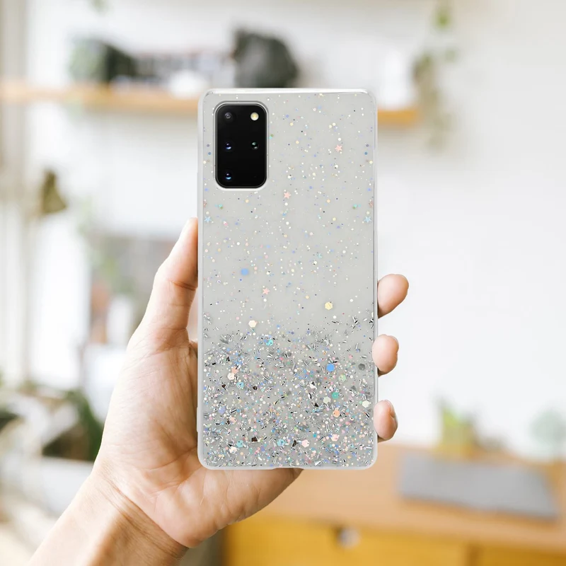 Cadorabo Hülle kompatibel mit Samsung Galaxy S20 PLUS Schutzhülle aus flexiblem TPU Silikon mit funkelnden Glitter