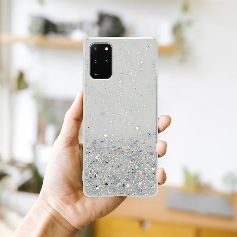 Cadorabo Hülle kompatibel mit Samsung Galaxy S20 PLUS Schutzhülle aus flexiblem TPU Silikon mit funkelnden Glitter