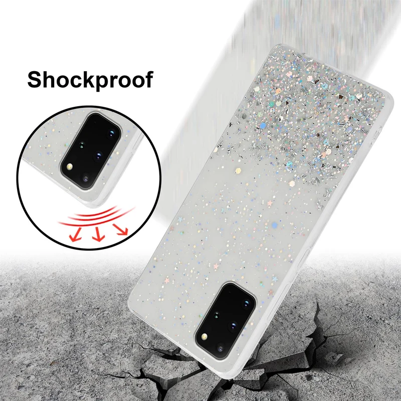 Cadorabo Hülle kompatibel mit Samsung Galaxy S20 PLUS Schutzhülle aus flexiblem TPU Silikon mit funkelnden Glitter