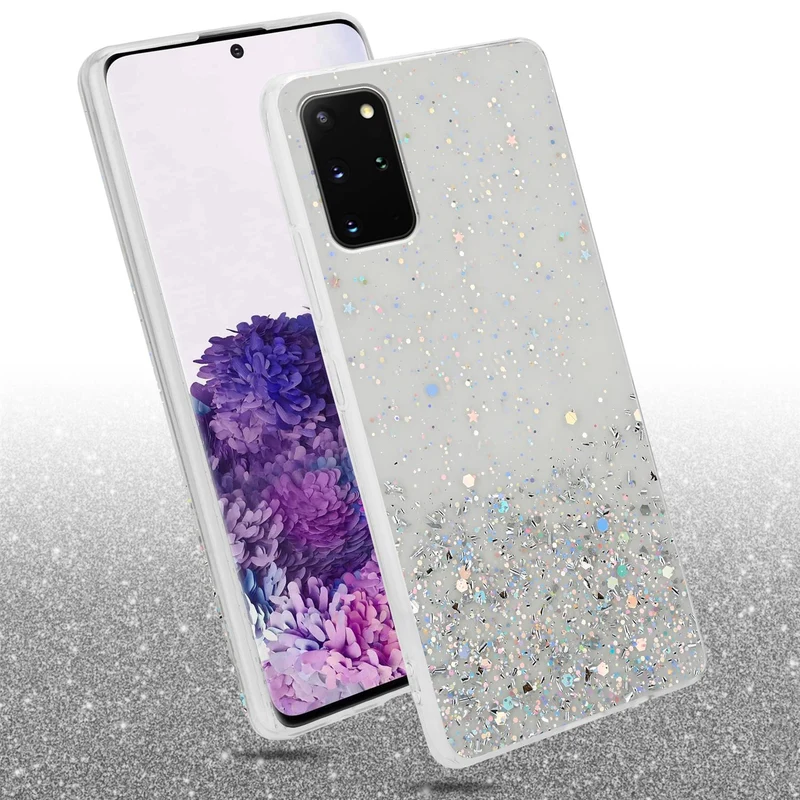 Cadorabo Hülle kompatibel mit Samsung Galaxy S20 PLUS Schutzhülle aus flexiblem TPU Silikon mit funkelnden Glitter