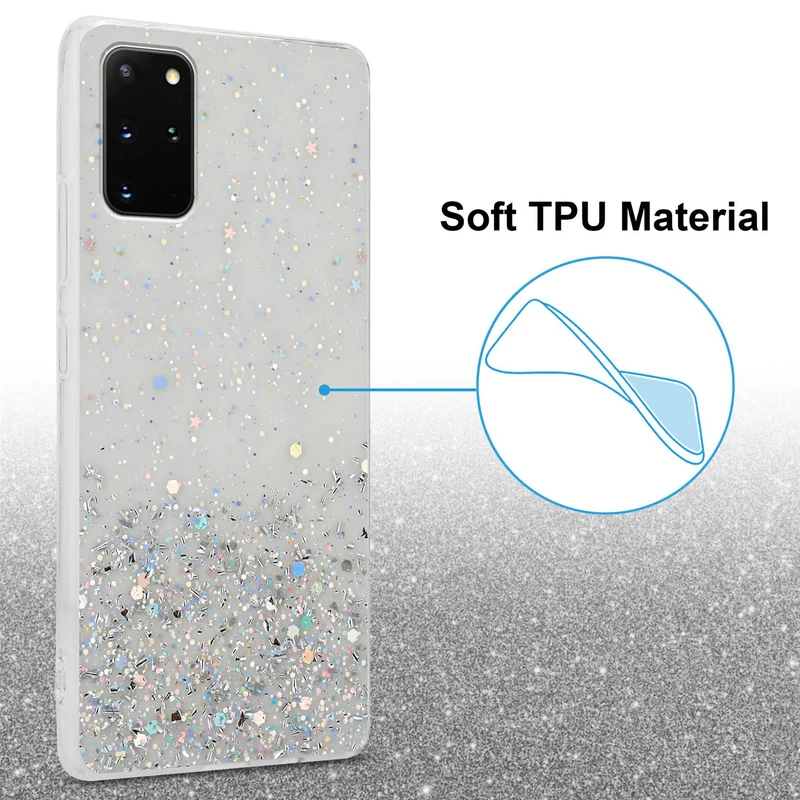 Cadorabo Hülle kompatibel mit Samsung Galaxy S20 PLUS Schutzhülle aus flexiblem TPU Silikon mit funkelnden Glitter