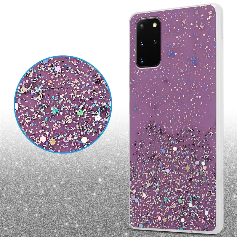 Cadorabo Hülle kompatibel mit Samsung Galaxy S20 PLUS Schutzhülle aus flexiblem TPU Silikon mit funkelnden Glitter