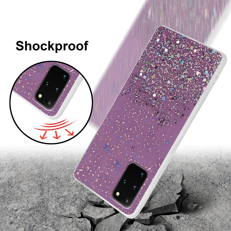 Cadorabo Hülle kompatibel mit Samsung Galaxy S20 PLUS Schutzhülle aus flexiblem TPU Silikon mit funkelnden Glitter