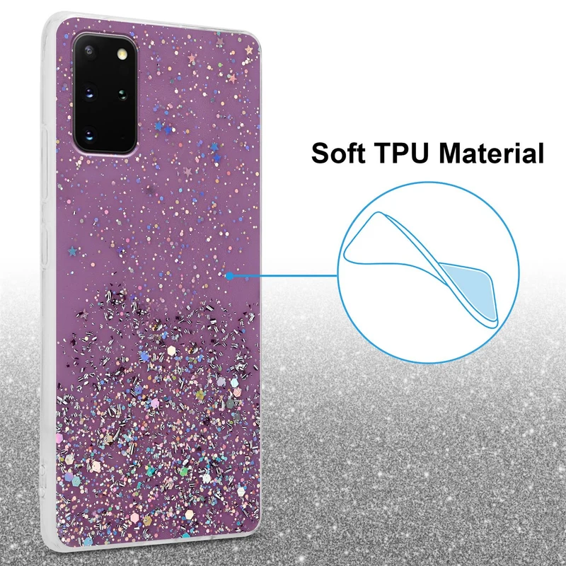 Cadorabo Hülle kompatibel mit Samsung Galaxy S20 PLUS Schutzhülle aus flexiblem TPU Silikon mit funkelnden Glitter