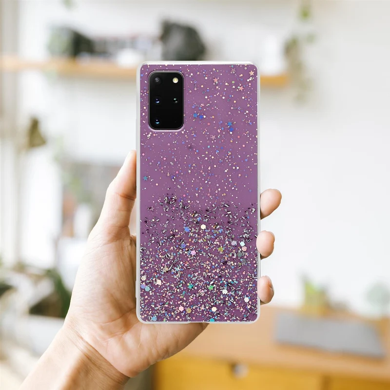 Cadorabo Hülle kompatibel mit Samsung Galaxy S20 PLUS Schutzhülle aus flexiblem TPU Silikon mit funkelnden Glitter