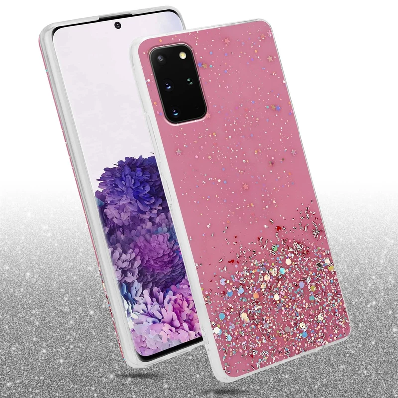 Cadorabo Hülle kompatibel mit Samsung Galaxy S20 PLUS Schutzhülle aus flexiblem TPU Silikon mit funkelnden Glitter