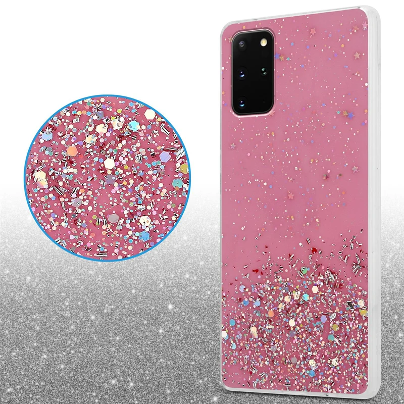 Cadorabo Hülle kompatibel mit Samsung Galaxy S20 PLUS Schutzhülle aus flexiblem TPU Silikon mit funkelnden Glitter