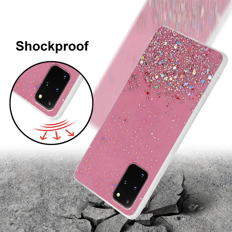 Cadorabo Hülle kompatibel mit Samsung Galaxy S20 PLUS Schutzhülle aus flexiblem TPU Silikon mit funkelnden Glitter