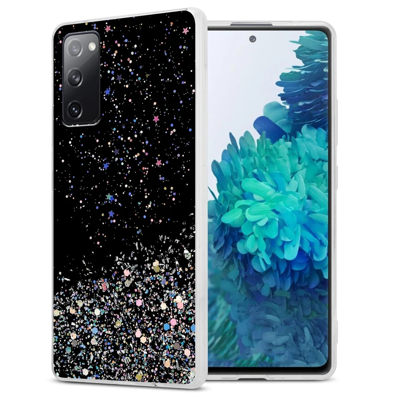 Cadorabo Hülle kompatibel mit Samsung Galaxy S20 FE Schutzhülle aus flexiblem TPU Silikon mit funkelnden Glitter