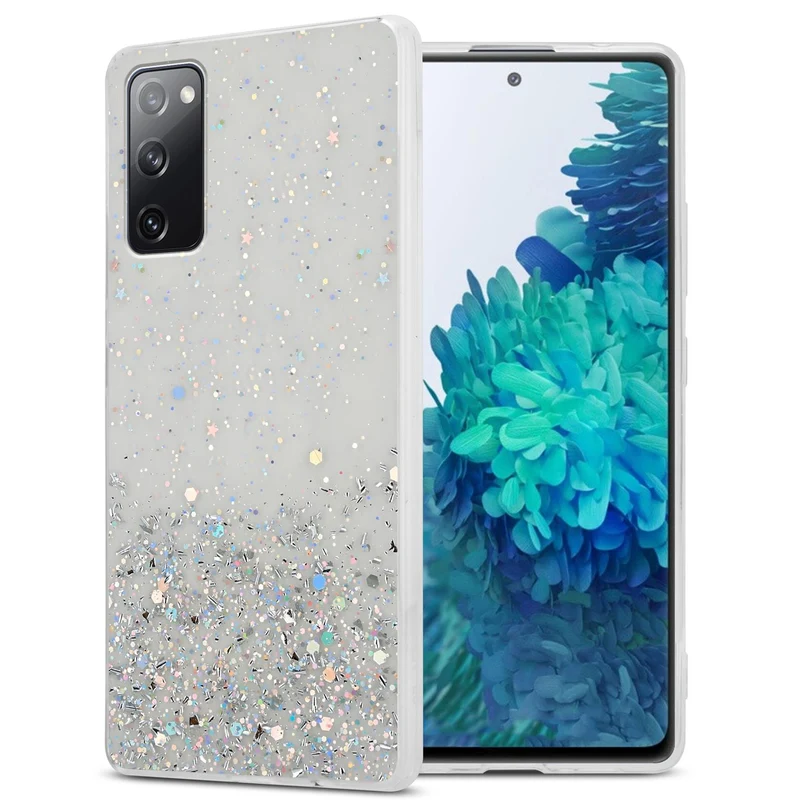 Cadorabo Hülle kompatibel mit Samsung Galaxy S20 FE Schutzhülle aus flexiblem TPU Silikon mit funkelnden Glitter