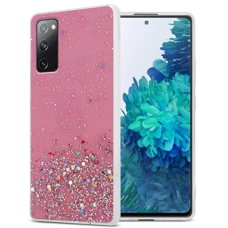 Cadorabo Hülle kompatibel mit Samsung Galaxy S20 FE Schutzhülle aus flexiblem TPU Silikon mit funkelnden Glitter
