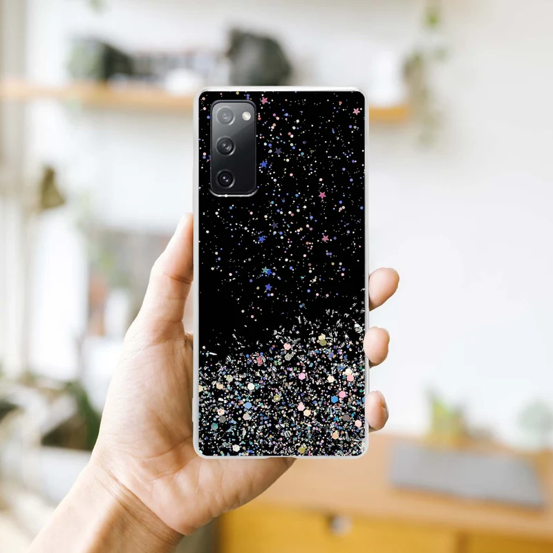 Cadorabo Hülle kompatibel mit Samsung Galaxy S20 FE Schutzhülle aus flexiblem TPU Silikon mit funkelnden Glitter