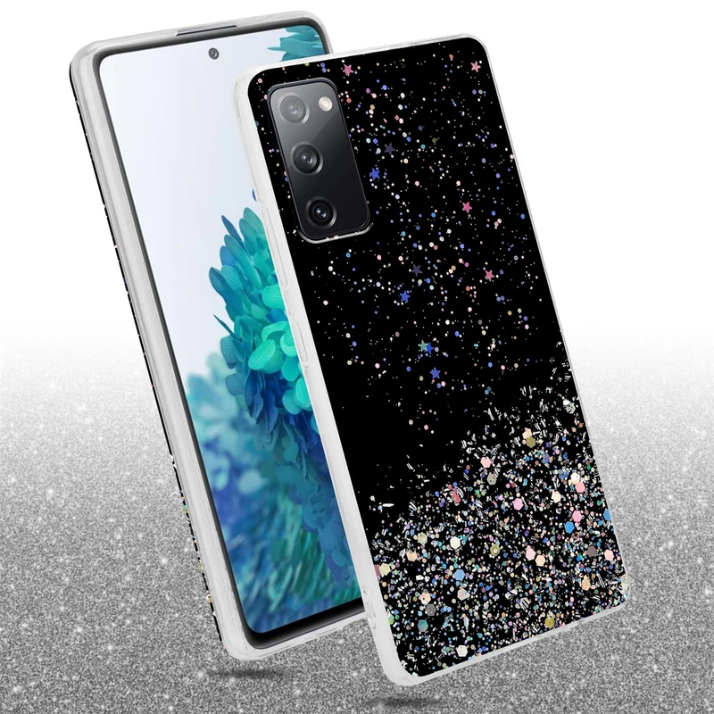 Cadorabo Hülle kompatibel mit Samsung Galaxy S20 FE Schutzhülle aus flexiblem TPU Silikon mit funkelnden Glitter