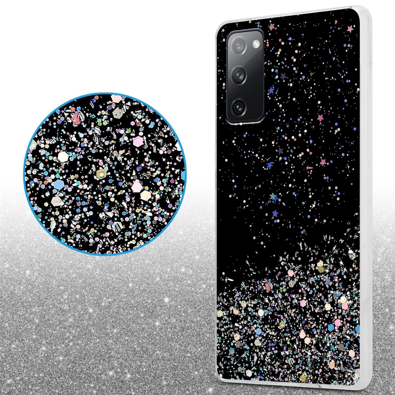 Cadorabo Hülle kompatibel mit Samsung Galaxy S20 FE Schutzhülle aus flexiblem TPU Silikon mit funkelnden Glitter