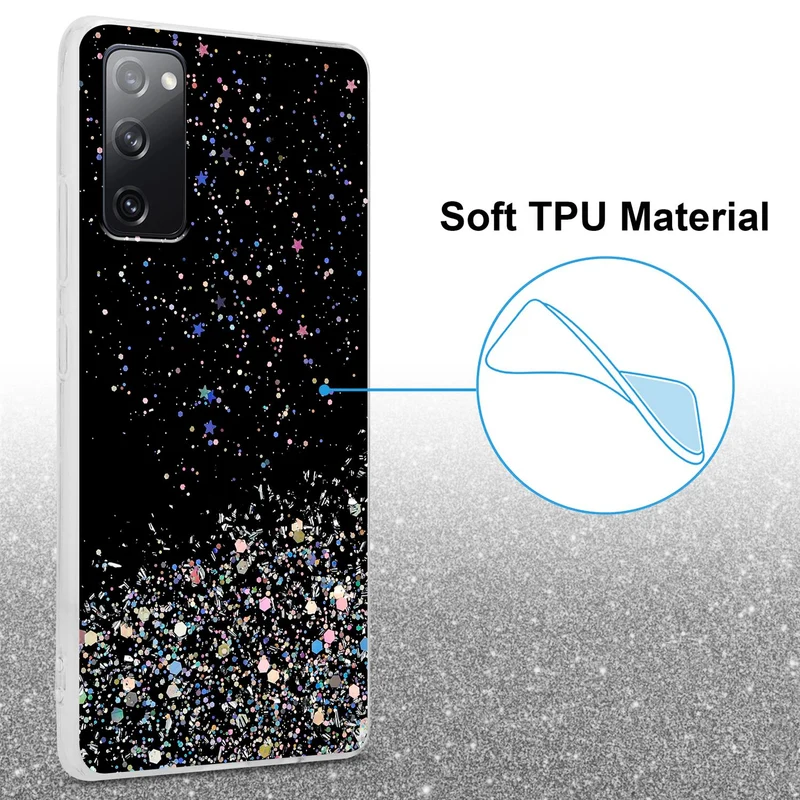 Cadorabo Hülle kompatibel mit Samsung Galaxy S20 FE Schutzhülle aus flexiblem TPU Silikon mit funkelnden Glitter